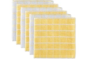DII Windowpane - Juego de paños de Cocina, algodón, Amarillo, 12 x 12 Pulgadas