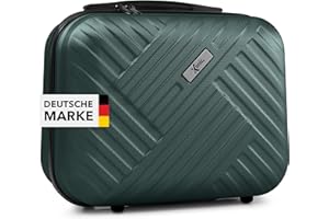 Xonic® Designer Cosmetic Case Made of ABS Hard Shell - Robust Beauty Case as Hand Luggage - Cosmetic Bag for Travel - Lightweight & Sturdy, Dusky Green, Beauty case
