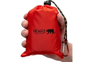 BEARZ Outdoor Coperta da Picnic Impermeabile, Telo Pic Nic da Viaggio - Tappetino Anti-sabbia da Spiaggia, Campeggio Accessori Leggero, Coperta da Spiaggia e Campeggio, Escursionismo e Trekking, Rosso