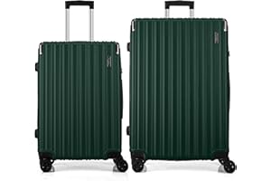 FLIEE Suitcase Set |4 Silent Dual Spinner Wheels |Lightweight Hard Shell Suitcases | TSA 3 Digit Combination Lock | Aluminium Telescopic Handle (Green, Medium 24" + Large 28")
