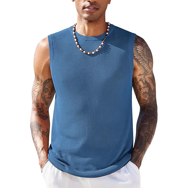 Runcati Herren Tanktop - Gehäkeltes ärmelloses Strick-Shirt Für Sommer, Strand & Festival