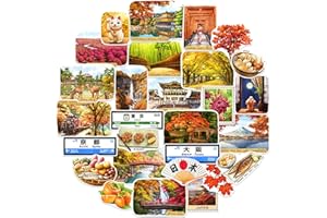 Navy Peony Pegatinas de Viaje Otoño en Japón (29 uds) — Para Scrapbooks, Diarios