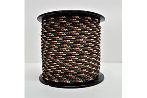Rota Marine 3mm 19Mt Mini Reels Polyester Braided Rope Boat Tent Kayak Mini Spools - Color: Black Red & Yellow Fleck