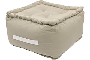 Alphadeco Dickes Bodenkissen Uni - 25cm hoch - mehrere Farben - Pouf - Ottoman - Hocker - 40x40x25cm - 100% Baumwolle (170g/m2) (Leinen)