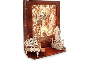 FUNPOLA Puzzle 3D La Belle et la Bête Veilleuse - Cadeaux Puzzle 3D LED - Maquette en Bois à Construire Storybook Veilleuse Décoration d'intérieur pour Enfants et Adultes (La Belle et la Bête)