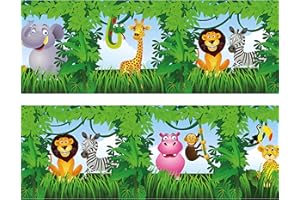 WANDMOTIV24 Frise murale Motif animaux de la jungle 4 pièces 520 x 15 cm Papier peint mural décoratif pour enfant