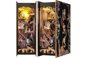 Fsolis Book Nook - Puzzle 3D Creativo per Libri con Istruzioni intuitive, Case delle bambole con LED, Giovani(The Legend of WU KONG)