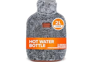 HEAT HUG Hot Water Bottle with Cover UK - for Pain Relief (2L) 2 Sided Hot Water Bottle for Adults with Pocket for Endometriosis Period Pain Relief Stomach Cramps