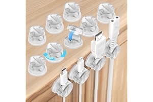 12 Stück [360°Drehbar] Magnetischer Kabelhalter Kabelmanagement Kabelclips, Nearockle Verbesserter Starker Magnetischer Selbstklebender Kabel Organizer for Schreibtisch, Night (Transparent)