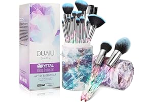 Pinselset Makeup DUAIU Make Up Pinsel Set 15 Stück Premium Synthetische Borsten Kristallgriff Kabuki Foundation Gesicht Lippen Auge Professional mit Sternengeschenkbox
