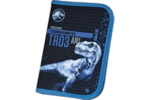 Scooli JURP0445 - etui ucznia wypełnione długopisami Eberhard Faber Jurassic World, do szkoły i na czas wolny, ok. 20 x 14 x 3 cm