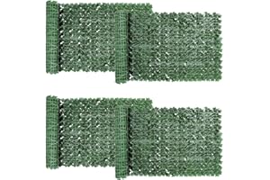 BlueEour 4PCS Artificial Ivy Privacy Fence Screen, 3mx1m Evergreen Leaf Decorative Fence, Artificial Ivy Leaf Hedge Fence Screen, UV Fade Protection for Wall Landscaping Balcony Garden Outdoor Decor