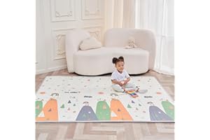 SUPERBE BEBE Reversible and Non-Toxic Thick Foldable Waterproof Foam Baby Play Mat 200x180x1,5cm. Floor Mat for Kids Toddlers Children. for Boy or Girl Child's Room. Extra Large Size