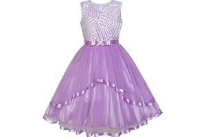 Sunny Fashion Flower Girls Dress Blue Belted Wedding Party Bridesmaid Age 4-12 Years