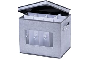 VENO Champagne Flute Scatola portaoggetti con coperchio, maniglie, trasporto per calici, contenitori conservazione della Cina, scatole per traslochi di vetreria, divisori in cartone per 12 bicchieri