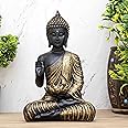 Heeran Art New Sitting Buddha Statue showpiece Idol Home Decor Items for Living Room and Gifts-BLK-GOL-DB2