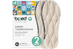 ‎BIPED biped 2 Paar Kinder Winter Einlegesohlen - Schuheinlagen mit echter Lammwolle - Wärmende Thermosohlen z2692(32-33)