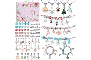 AUSYDE Zestaw bransoletek z charmsami dla dziewczynek, zestaw "zrób to sam", biżuteria do majsterkowania, biżuteria dla dzieci, do samodzielnego wykonania, zabawka dla dzieci, na festiwal, dla dziewczynek w wieku 5, 6, 7, 8, 9, 10, 11, 12, 13 lat