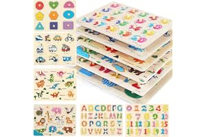 Kidology Wooden Puzzle Board Set for Kids, Montessori Toys For Toddlers, Brain Development toys, With Alphabet, Numbers, Shapes, Animals, Vehicles & Dinosaurs Preschool Puzzle Toy oddlers Age 2-6 Year