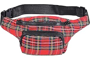BEST FANCY DRESS One BFD Fanny Pack Waist Pack Bumbag Bum Bag Running Belt for Ladies Men Kids Festival Causal Holiday Wipe Clean Adjustable Strap (Tartan)