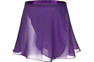 tanzmuster girls´ ballet wrap-around chiffon skirt 'Emma' with satinband - in pink, light blue, white, black, purple, hot pink, lavender, navy and burgundy