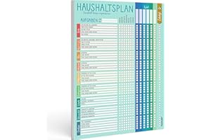 PACKLIST® Haushaltsplan Putzplan für Familien mit Kindern oder WG - Haushaltsplaner Familie mit Aufgaben - Putzplan für den Haushalt, Putzkalender - Haushaltsplan Kinder, Haushalt Organizer A4, 52 Ss.