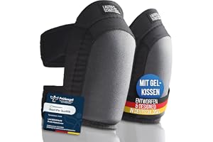Lauterschutz® Profi gelbenskydd för arbete – golv- och kakelplattor [halkfri beläggning och bekväm dubbelförslutning] för hantverkare och gör-det-självare [tysk tillverkare] (svart, slim)