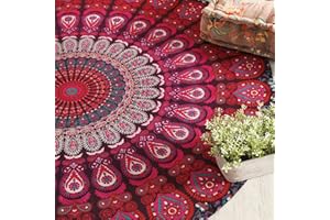 Popular Handicrafts - Arazzo rotondo da appendere al muro, in tessuto ombré, stile hippie, bohémien, hippy, intricato indiano, tovaglia 127 cm, viola