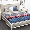 Story@Home Bedsheet for King Size Bed | Cotton Bedsheet | Abstract King Size Bed Sheet Cotton with 2 King Size Pillow Covers(270 x 270cm, Blue & Cream) King bedsheet | Perfect for Home Decor | 240TC