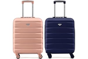 Flight Knight Suitcase Set of 2 Travel Carry-Ons Lightweight Luggage 4 Wheel ABS Hard Shell Ryanair Cabin Bags 55 x 40 x 20 (Priority) Small Suitcase Approved for Over 60 Airlines- easyJet, Jet2
