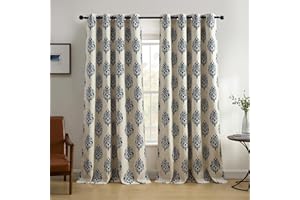 Elrene Home Fashions Navara Medallion Room Darkening Window Curtain Panel, 52" x 84" (1, Navy