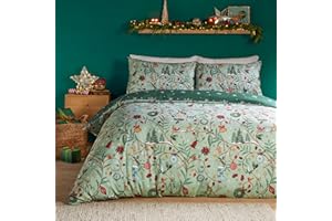 furn. Duvet Day Noelle Duvet Cover Set – Ultra Soft Touch Festive Reversible Christmas Bedding (Green - Single)