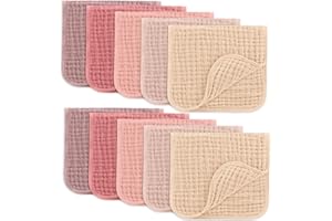 Comfy Cubs Paquete de 10 paños de muselina para eructos de bebé, 50 x 25 cm, grandes, de 6 capas, ultra absorbentes, 100% algodón, para bebés y niñas, para bebés y niñas