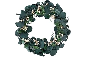 ‎MIA MILANO Kranz für Tür und Tisch I Türkranz (30cm) mit konserviertem Eukalyptus - Boho Deko I Dekokranz für Wohnzimmer und Schlafzimmer