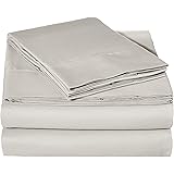 amazon basics Microfiber Sheet Set - (Includes 1 bedsheet, 1 Fitted Sheet with Elastic, 2 Pillow Covers) King, Light Grey