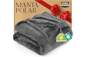 Utopia Bedding Manta Polar, Manta Ligera para La Cama, El Sofá O El Sillón, Adecuada para Todas Las Estaciones [200x150 cm, Gris]