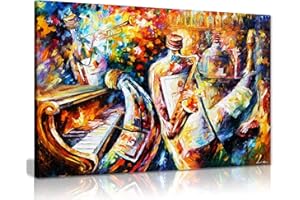 PANTHER PRINT Leonid Afremov - Dipinto a olio astratto su tela da parete per soggiorno, decorazione casa, Bottle Jazz, 91x61cm (36x24in)