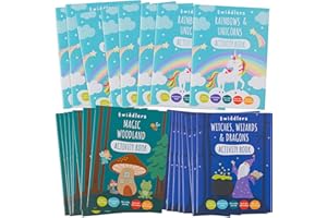 THE TWIDDLERS - 24 książki z zagadkami fantasy, A6 - kolorowanka z bajkowymi stworzeniami z zagadkami, pamiętnik z bajkami - wyszukiwanie błędów dla dzieci - liczenie, rysowanie, znajdowanie błędów,