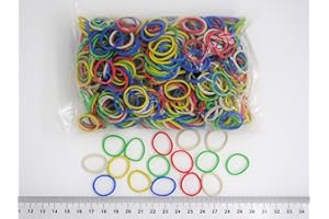Progom - Elastici -25 (Ø16) mm x 1,7 mm - Multi colori (bianco, giallo, verde, rosso, blu) - borsa da 100 g