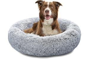Pisi Bili Hundebett Katzenbett Waschbar flauschig orthopädische Hundebetten große und kleine Hunde Katzenschlafplatz für Katzen Donut - Grau 70 cm