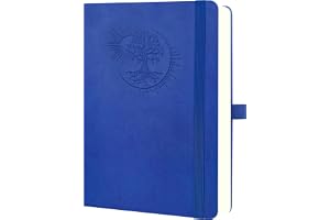 Mlife A5 Notebook med Tree of Life Design – 360 sidor, 100 g papper, PU-omslag, resårband, pennhållare, 3 bokmärken – Perfekt