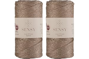 S SENSY 2 Garnstrange Sensy Premium 2 mm 230 Meter Glitzer Polyester-Seil, 90% Polypropylen, 10% Polyesterschnur, Makramee-Kordel 2 mm Häkeltasche Kordel Makramee Seil Häkelgarn Geschenk für Strickwaren