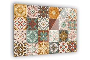 MANSCHIN-LASERDESIGN Küchen Spritzschutz Fliesenmuster in verschiedene Größen | Küchenrückwand | Aluverbund | Fliesenschutz | Paneele | Küchenfliesen | Fliesenspiegel | Rückwand (Aluverbund 60x40cm, Fliesenmuster #3)