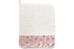 Panini Tessuti, Asciugamano Grande (43x54 cm) Fantasia per asilo e scuola materna- 100% cotone- Made in Italy Set Asilo Da Ricamare per la pappa e la merenda Letterine Rosa