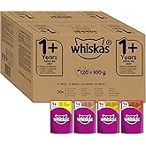 Whiskas 1+ Katzennassfutter – Geflügel Auswahl in Gelee – Hochwertiges Feuchtfutter für ausgewachsene Katzen im Portionsbeute