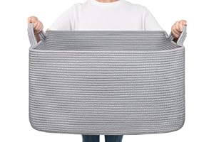 TIMEYARD Wäschekorb, Wäschesammler, Aufbewahrungskorb, Faltbarer Wäschekorb, Square Laundry Baskets, Geflochtener Korb, Wäschekorb Kinderzimmer, Aufbewahrungskorb Kinder für Spielzeug, 65L, Grau