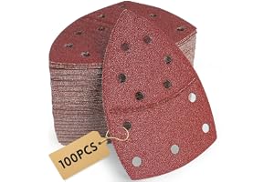 100 stycken slippapper, triangulär slipsats, 105 x 152 mm (93 x 93 mm), P40 x 10, P60/P80/P120/P180/P240/P400x15, 11-hål för Bosch PSM 100A, PSM 160, PSM 20000 AESM 200 PSM 18för trä, metall, plast