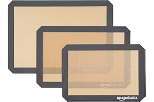 Amazon Basics Rectangular Tapete de silicona para hornear, juego de 3 unidades, Marrón,negro, 23.0cm x 33.0cm, 25.0cm x 29.5cm, 29.5cm x 37.5cm