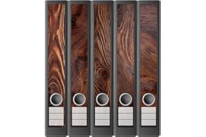 AUSGEWÄHLT VERPACKT Ordnerrücken Etiketten selbstklebend – 10 Aufkleber zum Beschriften –für Ordner A4 schmal – Klebeetikett als Rückenschild für Ordner schmal – opak: Untergrund scheint nicht durch (Holz)