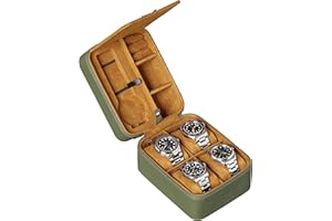 ROTHWELL Estuche organizador de viaje para 5 relojes, resistente y portátil, con cremallera, se adapta a todos los relojes de pulsera y relojes inteligentes de hasta 50 mm, funda de reloj de viaje